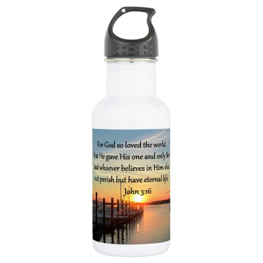 SCHÖNES JOHN 3:16 SONNENSET FOTO DESIGN TRINKFLASCHE (Vorderseite)