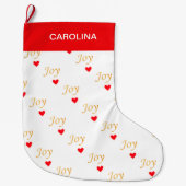 Schönes Joy Heart Pattern Großer Weihnachtsstrumpf (Vorderseite)