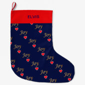 Schönes Joy Heart Pattern Großer Weihnachtsstrumpf (Vorderseite)