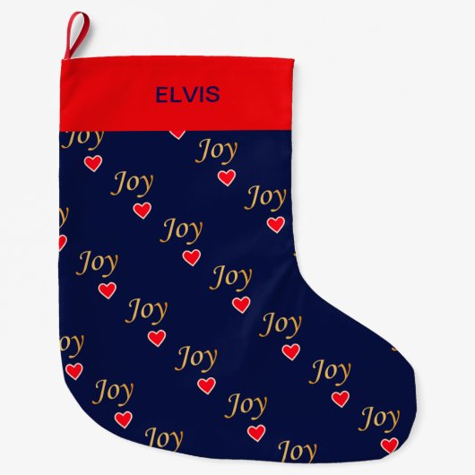 Schönes Joy Heart Pattern Großer Weihnachtsstrumpf (Vorderseite)