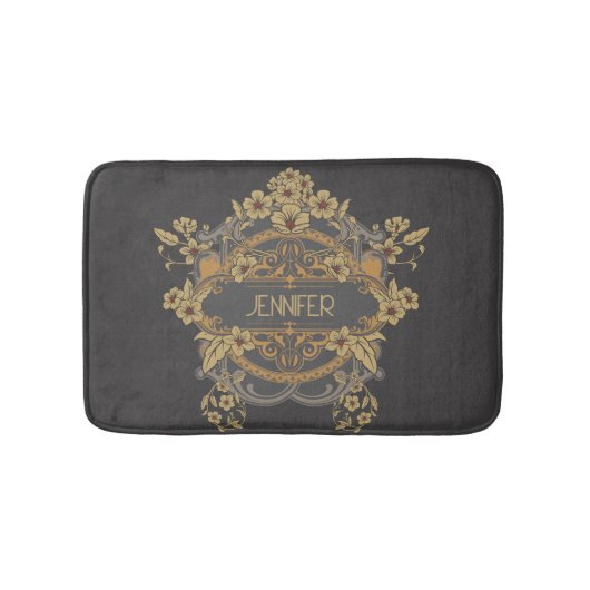 Schönes Jugendstil-Design mit Blume Badematte (Vorderseite)