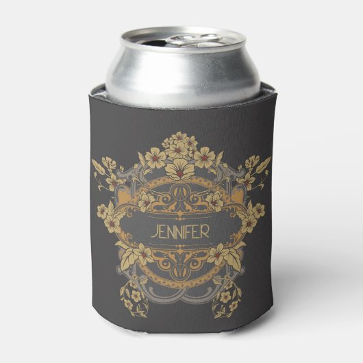 Schönes Jugendstil-Design mit Blume Dosenkühler (Kanne Vorderseite)