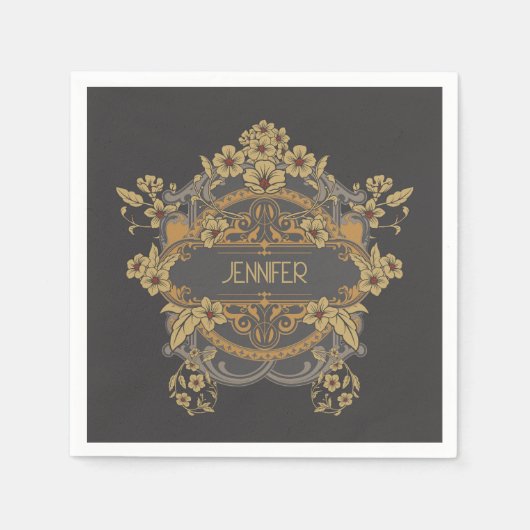 Schönes Jugendstil-Design mit Blume Serviette (Vorderseite)