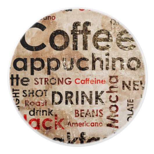 Schönes Kaffee-Espresso Cappucino Muster Keramikknauf (Vorderseite)