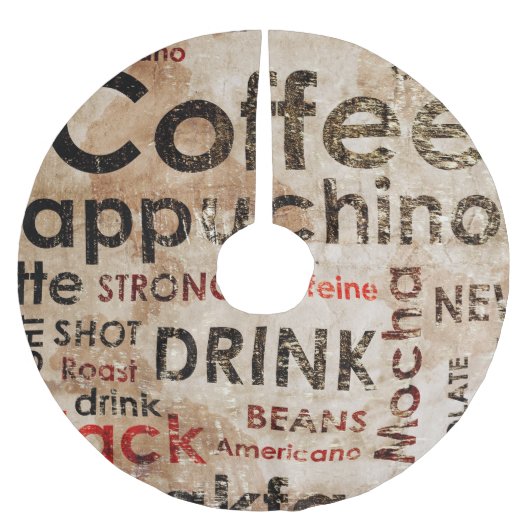 Schönes Kaffee-Espresso Cappucino Muster Polyester Weihnachtsbaumdecke (Vorderseite)