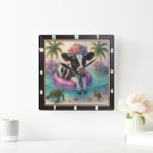 Schönes Kalk Tropisches Bad Quadratische Wanduhr (Zuhause)