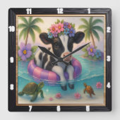 Schönes Kalk Tropisches Bad Quadratische Wanduhr (Vorderseite)