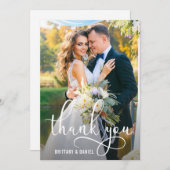 Schönes Kalligrafie-Script-Wedding-Foto Dankeskarte (Vorne/Hinten)