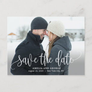 Schönes kalligrafisches Foto Save the Date Postkar Postkarte