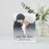 Schönes kalligrafisches Portrait Save the Date Pos Postkarte (Stehend Vorderseite)
