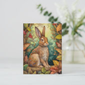 Schönes Kaninchen im Herbst Wald Kunst Postkarte (Stehend Vorderseite)