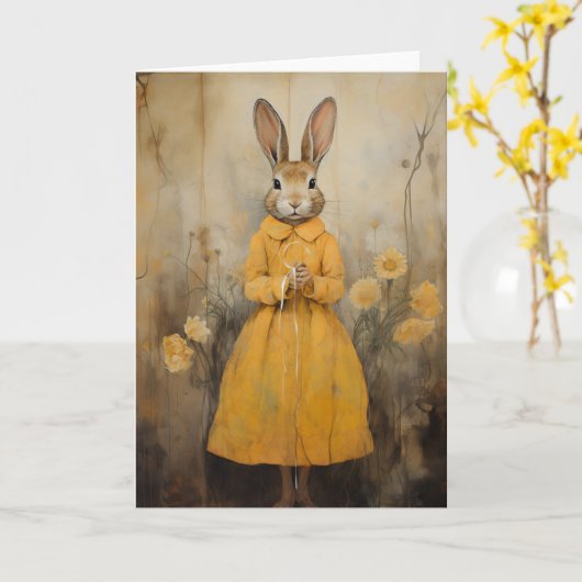 Schönes Kaninchen in gelben jeden Anlässen Karte (Gelbe Blume)