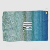 Schönes Karibisches Meer Mit Monogramm Golfhandtuch (Horizontal)