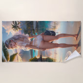 Schönes Karton Fantasy Girl Beach Handtuch (Vorderseite)