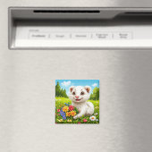 Schönes, kartoonisches weißes Freret Magnet (In Situ (Geschirrspüler))