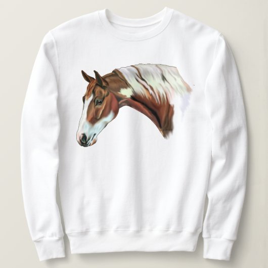 Schönes Kastanie Tovero Paint Horse Sweatshirt (Design vorne)