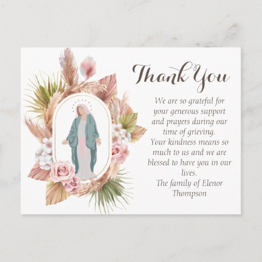 Schönes katholisches Beileid Vielen Dank Postkarte (Vorderseite)