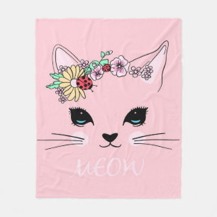 Schönes Katzengesicht Meow, Kitty Lover Geschenk,  Fleecedecke
