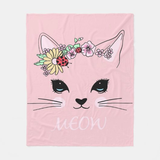 Schönes Katzengesicht Meow, Kitty Lover Geschenk, Fleecedecke (Vorderseite)