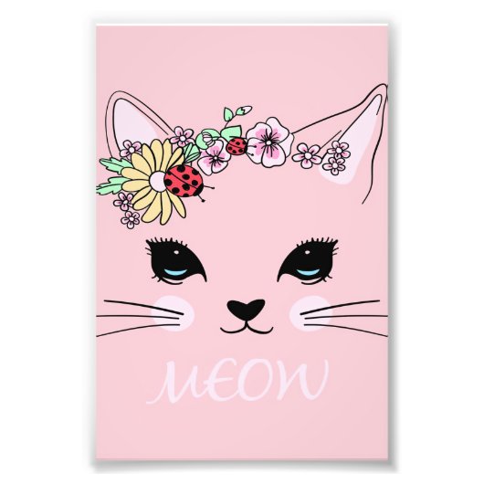 Schönes Katzengesicht Meow, Kitty Lover Geschenk,  Fotodruck (Vorne)