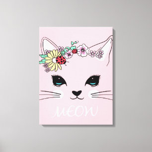 Schönes Katzengesicht Meow, Kitty Lover Geschenk, Leinwanddruck
