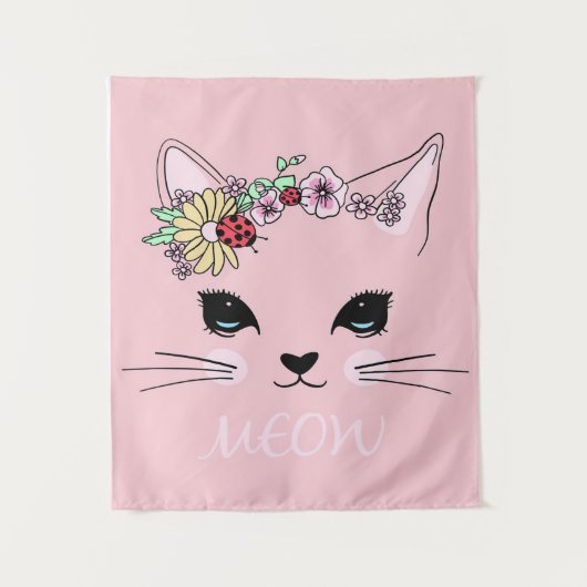 Schönes Katzengesicht Meow, Kitty Lover Geschenk, Wandteppich (Vorderseite)