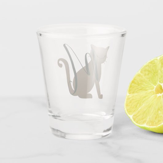 Schönes Katzenmonogramm Schnapsglas (Rückseite)