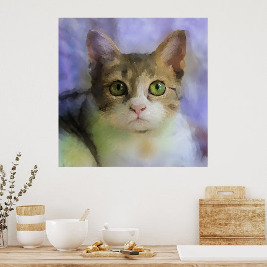 Schönes Katzenölgemäldeposter Poster (Küche)