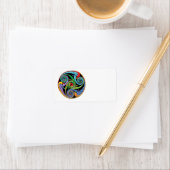 Schönes keltisches Mandala mit farbenfrohen Wirbel Adressaufkleber (Insitu)