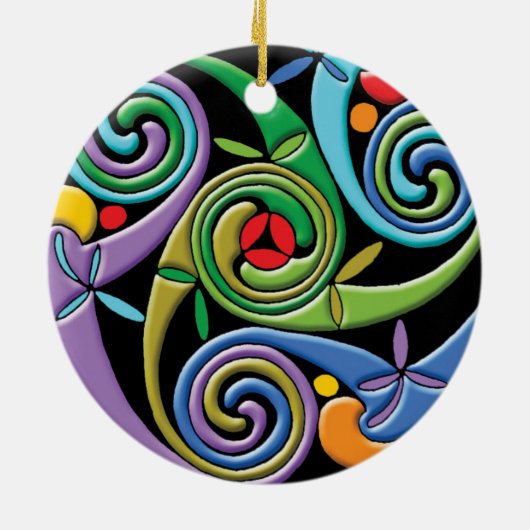 Schönes keltisches Mandala mit farbenfrohen Wirbel Keramikornament (Hinten)