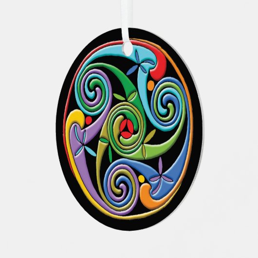 Schönes keltisches Mandala mit farbenfrohen Wirbel Ornament Aus Metall (Vorderseite links)