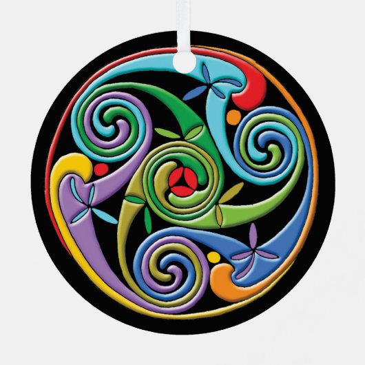 Schönes keltisches Mandala mit farbenfrohen Wirbel Ornament Aus Metall (Rückseite)