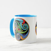 Schönes keltisches Mandala mit farbenfrohen Wirbel Tasse (Vorderseite Links)