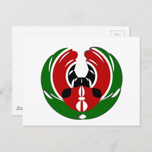 Schönes Kenya Tapestes: Kenyan Flag Butterfly Mo Postkarte (Vorne/Hinten)