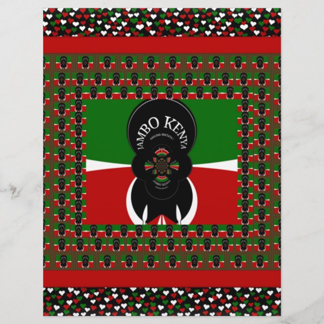 Schönes Kenyan Hearts Fahne Black Red Green Design (Vorderseite)