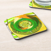 Schönes Kenyan Yellow Rose Floral Grafik Design Getränkeuntersetzer (Linke Seite)