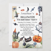 Schönes Kindergeburtstag Wasserfarbe Halloween Einladung (Vorderseite)