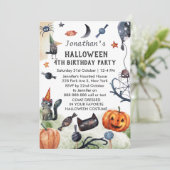 Schönes Kindergeburtstag Wasserfarbe Halloween Einladung (Stehend Vorderseite)