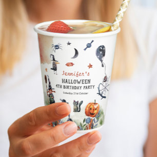 Schönes Kindergeburtstag Wasserfarbe Halloween Pappbecher