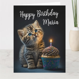 Schönes Kitten wünscht Geburtstag, individualisier Karte
