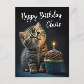 Schönes Kitten wünscht Geburtstag, individualisier Postkarte
