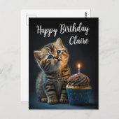 Schönes Kitten wünscht Geburtstag, individualisier Postkarte (Vorne/Hinten)