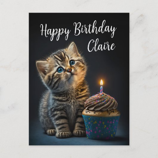 Schönes Kitten wünscht Geburtstag, individualisier Postkarte (Vorderseite)