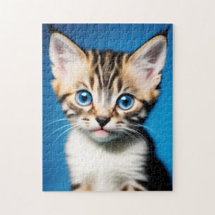 Schönes Kittenportrait mit schönen blauen Augen Puzzle