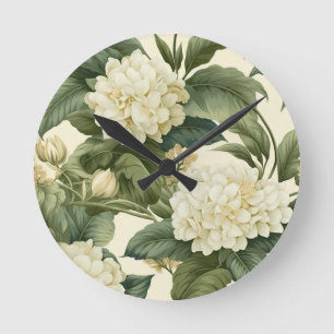 Schönes klassisches Blumenmuster Runde Wanduhr