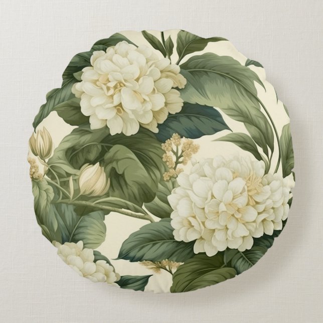 Schönes klassisches Blumenmuster Rundes Kissen (Vorderseite)