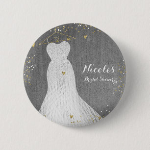 Schönes Kleid an goldenem Bügel Junggesellinnen-Ab Button