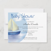 Schönes kleines Blue Sailboat Baby Dusche von Mail Einladung (Vorderseite)
