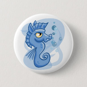 Schönes kleines Cartoon Seepferd Button