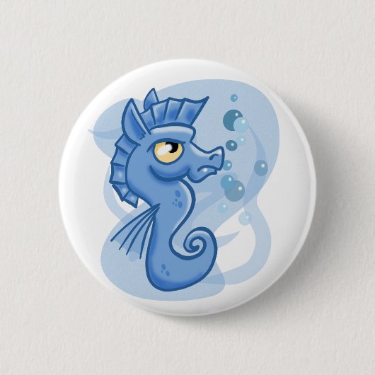 Schönes kleines Cartoon Seepferd Button (Vorderseite)